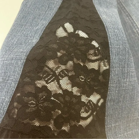 5/48 jeans flares blue with black lace womens size 8 blue boho festival concert - Picture 16 of 16